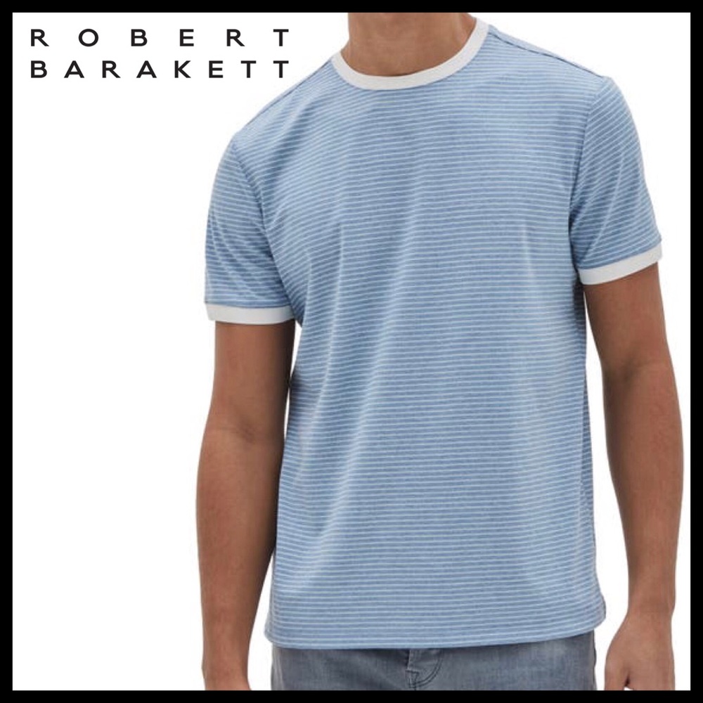 Robert Barakett Premium Men’s Reznik Stripe Ringer SS T-Shirt Size (L) Large